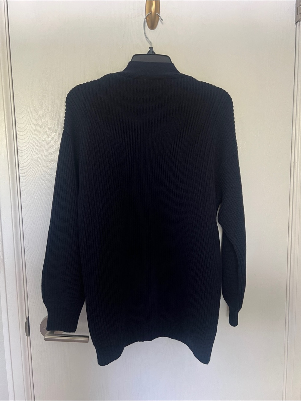 Quince 100% Organic Cotton Oversized Cardigan in Navy Blue - Picture 6 of 10